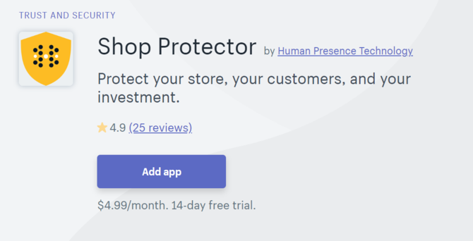 Shop Protector Shopify-beveiligingsapp