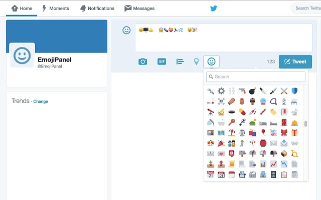 Chrome Twitter-extensie EmojiPanel