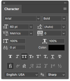 Tekst toevoegen en bewerken in Adobe Photoshop Photoshop Character Panel