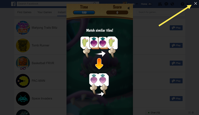 facebook instant games web sluiten