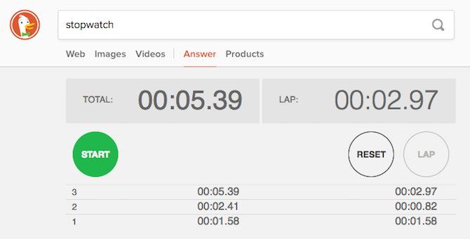 duckduckgo stopwatch