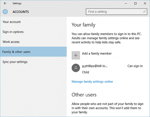 Windows 10 Family-account