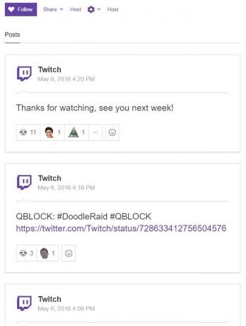 Twitch Channel nieuwsfeed