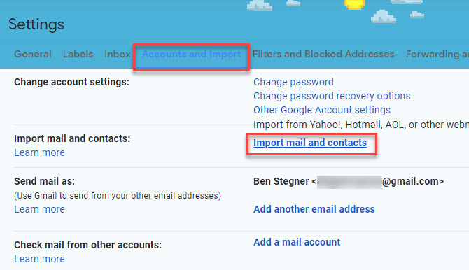 Gmail-importaccount