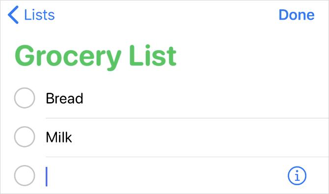 Boodschappenlijst in de app Herinneringen op de iPhone