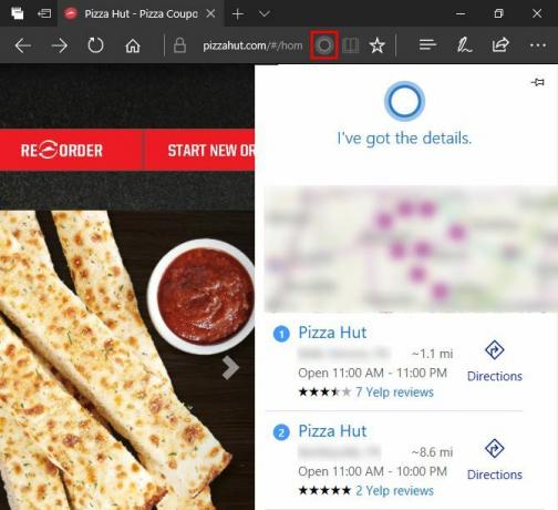 edge cortana food info