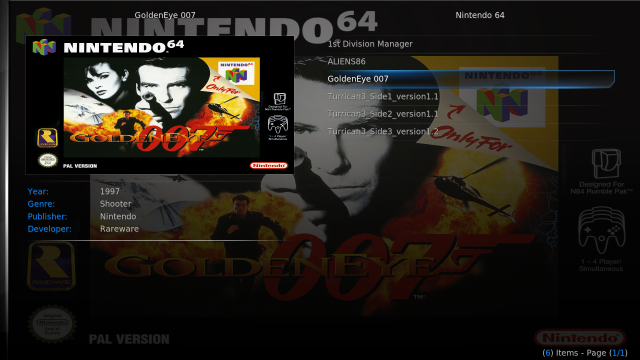 GoldenEye 007 op Kodi ROM Collection Browser