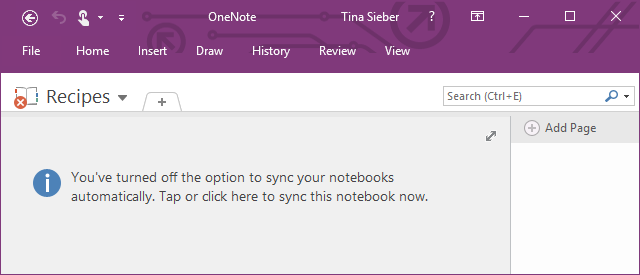 OneNote-synchronisatie uitgeschakeld