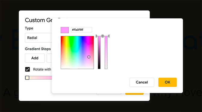 Custom Gradient Google Slides Kleurkiezer