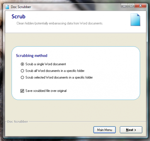 Metagegevens uit Word-documenten schrobben [Windows] docscrubber-scrubopties