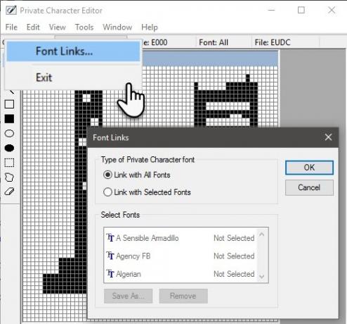 Private Character Editor - Font Links
