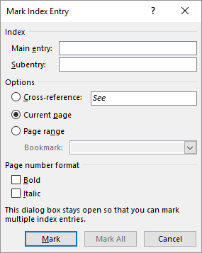 Professionele rapporten en documenten maken in de Microsoft Word Mark Entry Index