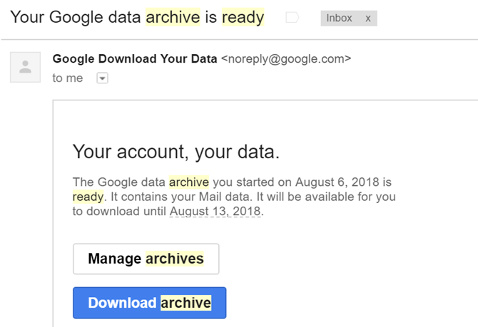 Gmail-gegevensarchief