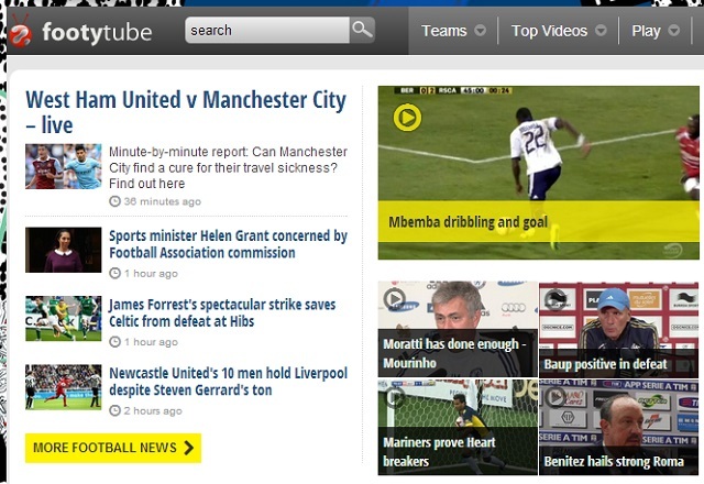 8 Superwebsites voor voetbalfans footytube homepage