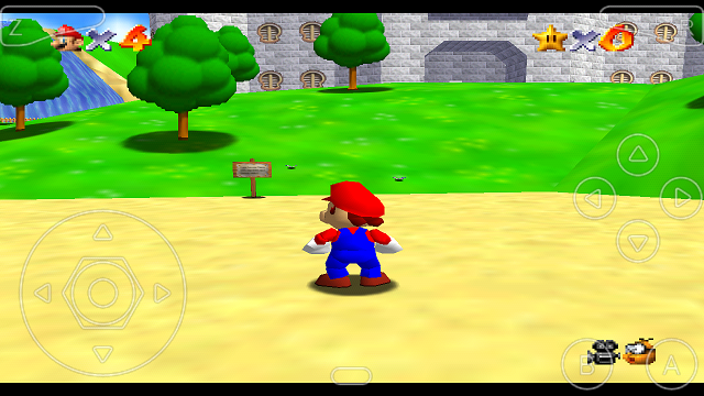 Mario 64 zoals gespeeld op N64oid voor Android