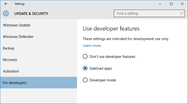 Windows 10 sideload-apps