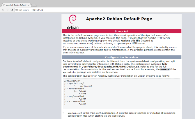 Apache-server geïnstalleerd op Raspberry Pi