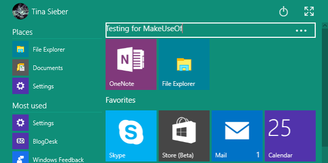 Startmenu van Windows 10