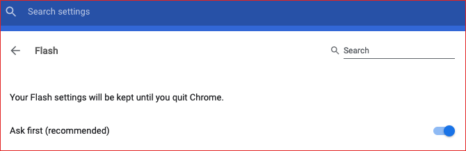 schakel Flash in op het tabblad Google Chrome-instellingen