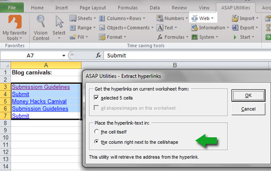 toon url links excel