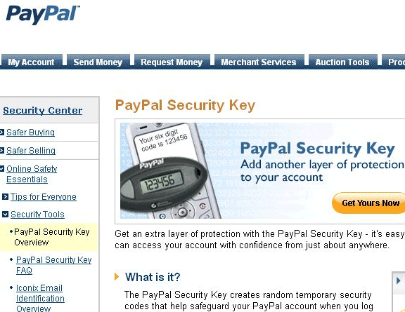 PayPal-beveiligingssleutel