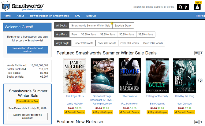 smashwords homepage