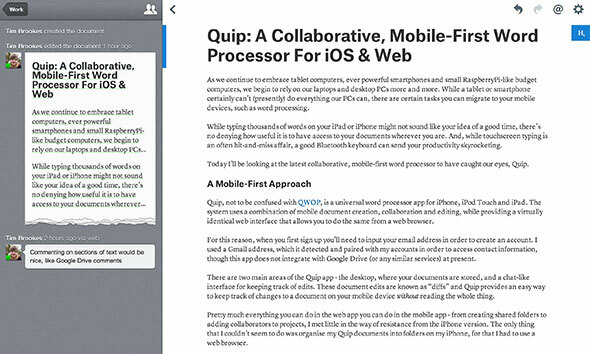 Quip: een collaboratieve, mobiel-eerste tekstverwerker voor iOS & Web quip webapp