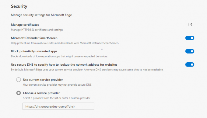 Microsoft Edge Wijzig DNS-provider