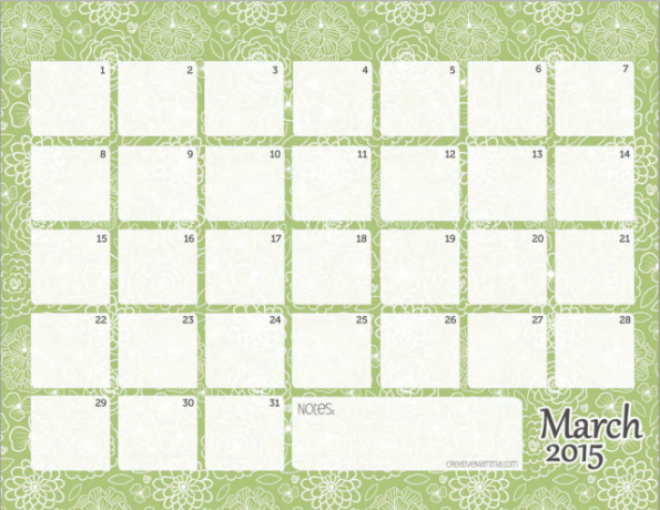 CreativeMomma maandelijkse kalender