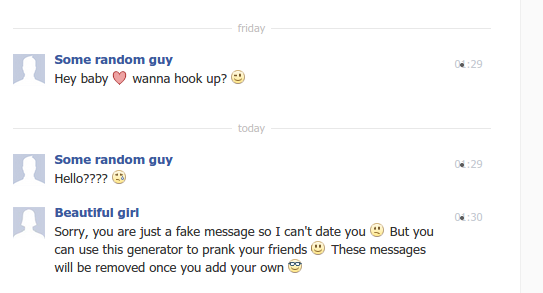 Facebook fake chat messages