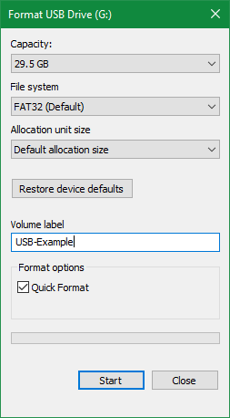 Windows 10 Formatteer USB-drive