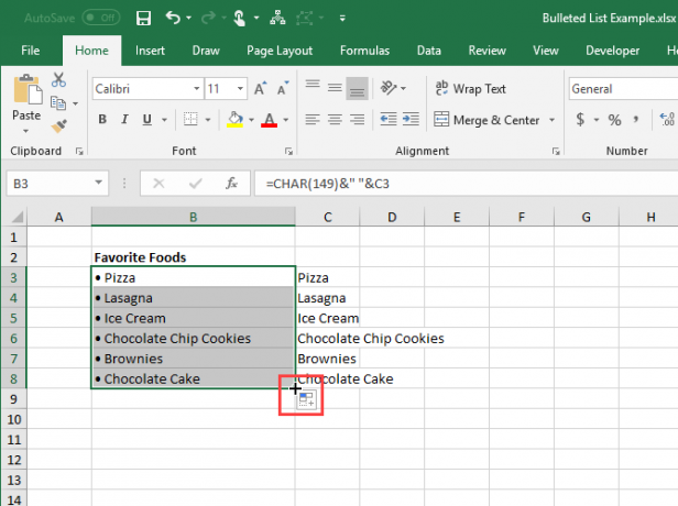 Gebruik Automatisch aanvullen in Excel om een ​​formule naar andere cellen te kopiëren