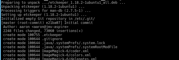 optimaliseer back-up etckeeper init