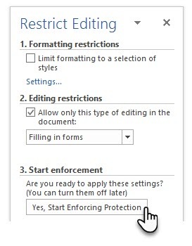 Maak een invulbare vorm in Word 2016 en verzamel gegevens op de gemakkelijke manier Bewerken beperken