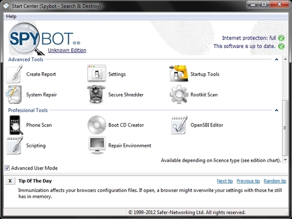 Spybot - Search & Destroy: de eenvoudige, maar effectieve route voor het opschonen van uw pc van geavanceerde malware