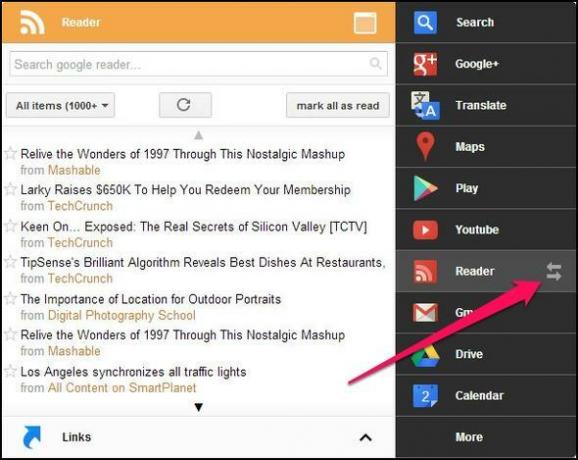 Zwart menu: toegang tot alle Google-services in één menu [Chrome] Switch voor nieuwslezer