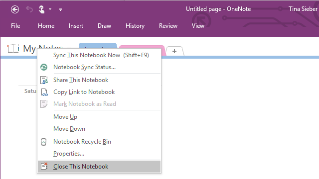 OneNote Notebook sluiten