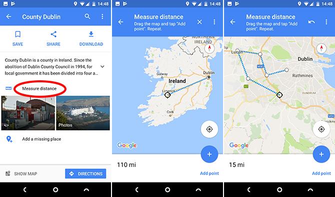 google maps android meet afstand