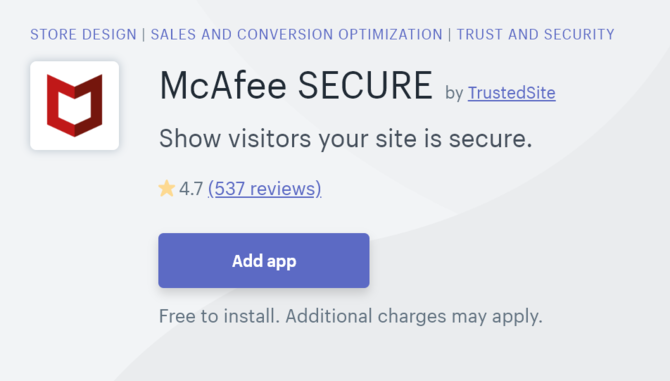 McAfee Secure Shopify Security-app
