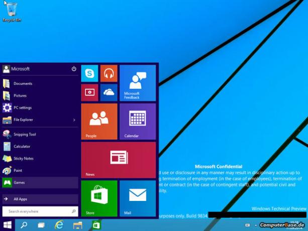 Windows 9 Desktop / Start-menu lek 2014