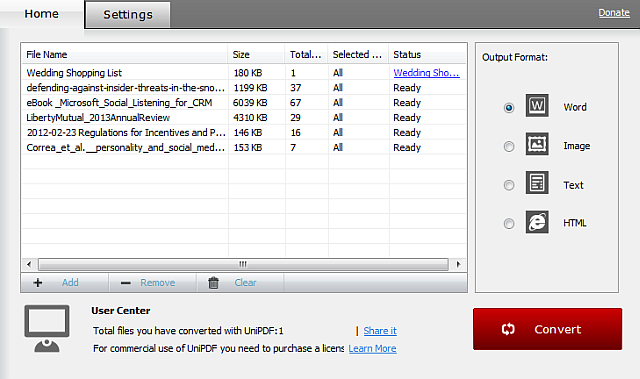 UniPDF-conversietool