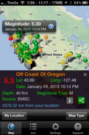 Quake Spotter - Een eenvoudig te gebruiken manier om aardbevingen te volgen [iOS, betaalde apps gratis] QuakeSpotter03