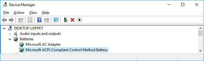 Windows 10 Device Manager-batterijdrivers