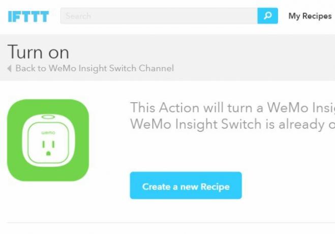 WeMo Maker IFTTT Recept inschakelen schakelaar