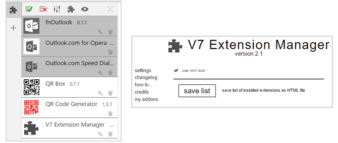 V7 Extension Manager Opera-extensie