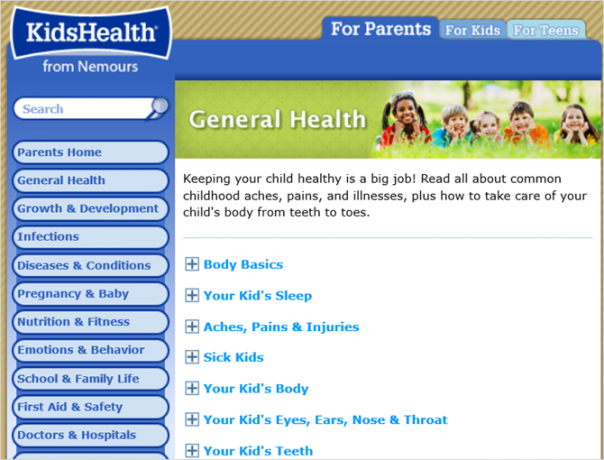 kidshealth algemeen web