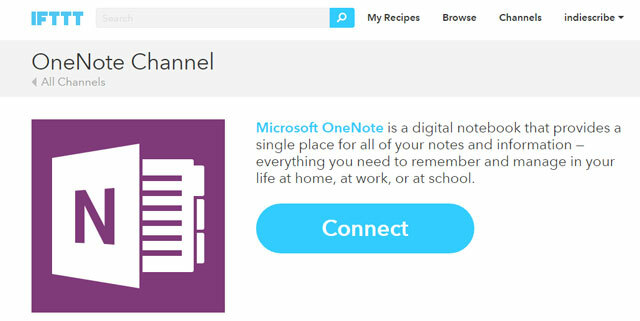 Sluit OneNote aan op IFTTT