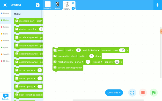 Gebruik Scratch om de Motionblock-kit te programmeren