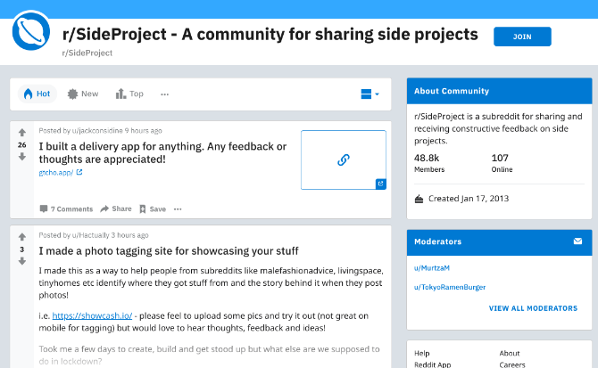 r/SideProject vertelt je hoe je je passieproject kunt nastreven met een community die je ondersteunt en constructieve feedback geeft