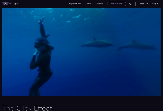 Duik onder water om te zien hoe dolfijnen en walvissen communiceren in The Click Effect, een korte film in virtual reality 